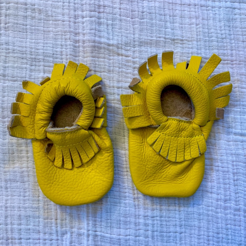 Yellow Leather Moccasins NWT